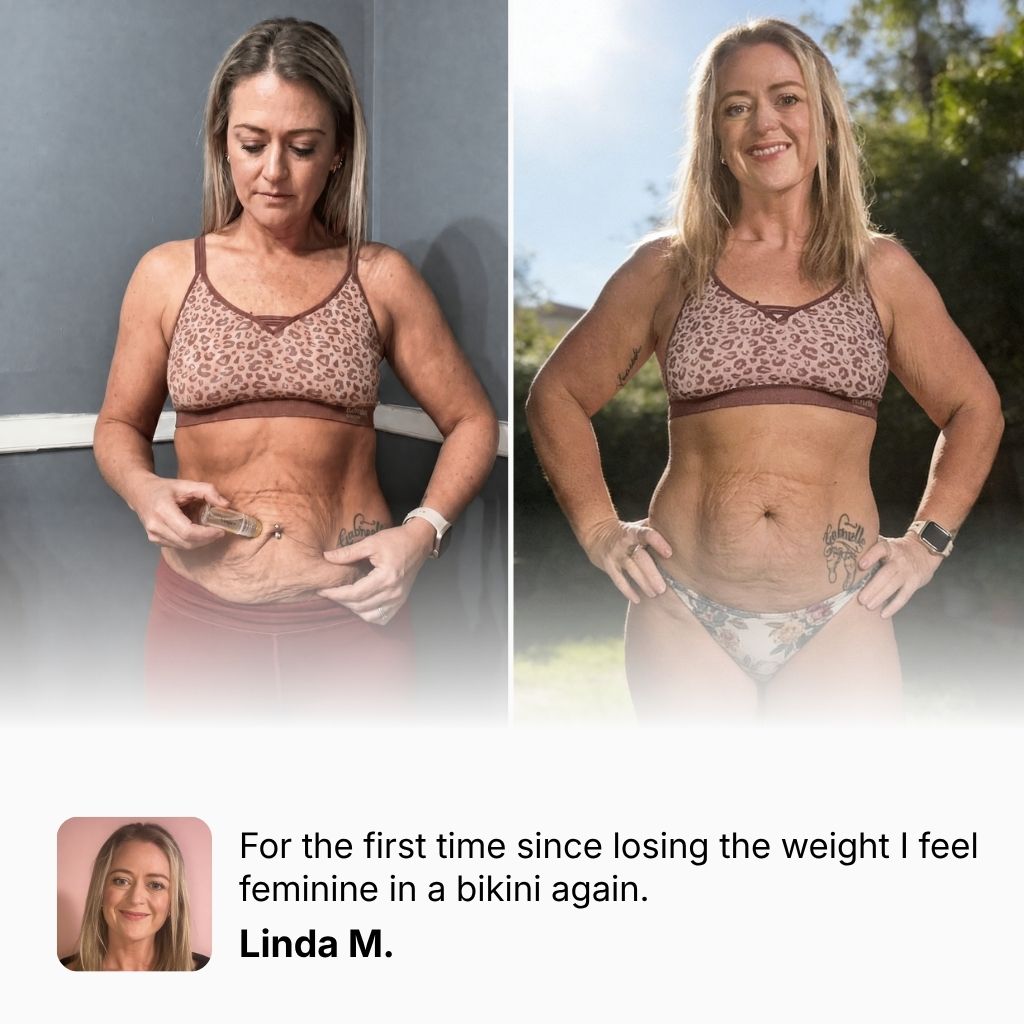 Woman applying Vesper to abdomen